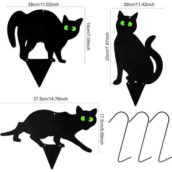 3 Pack Halloween Metal with Reflective Eyes Halloween Yard Lawn Stakes Garden - Picture 5 of 7